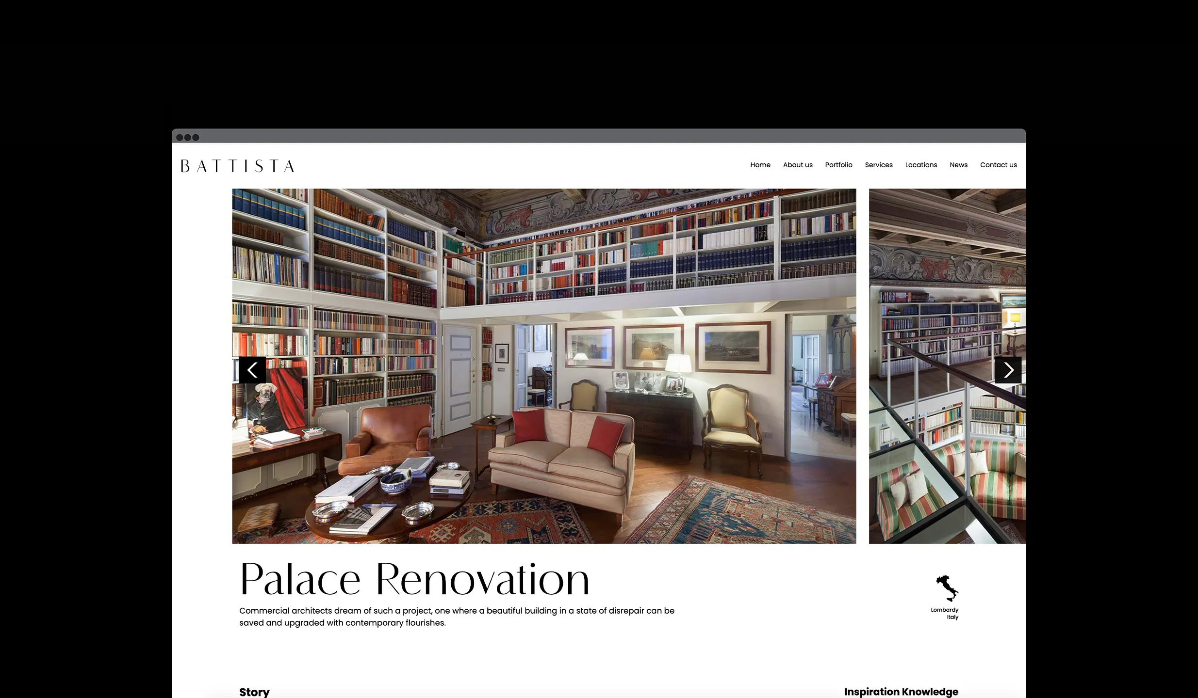 battista inside single portfolio page browser
