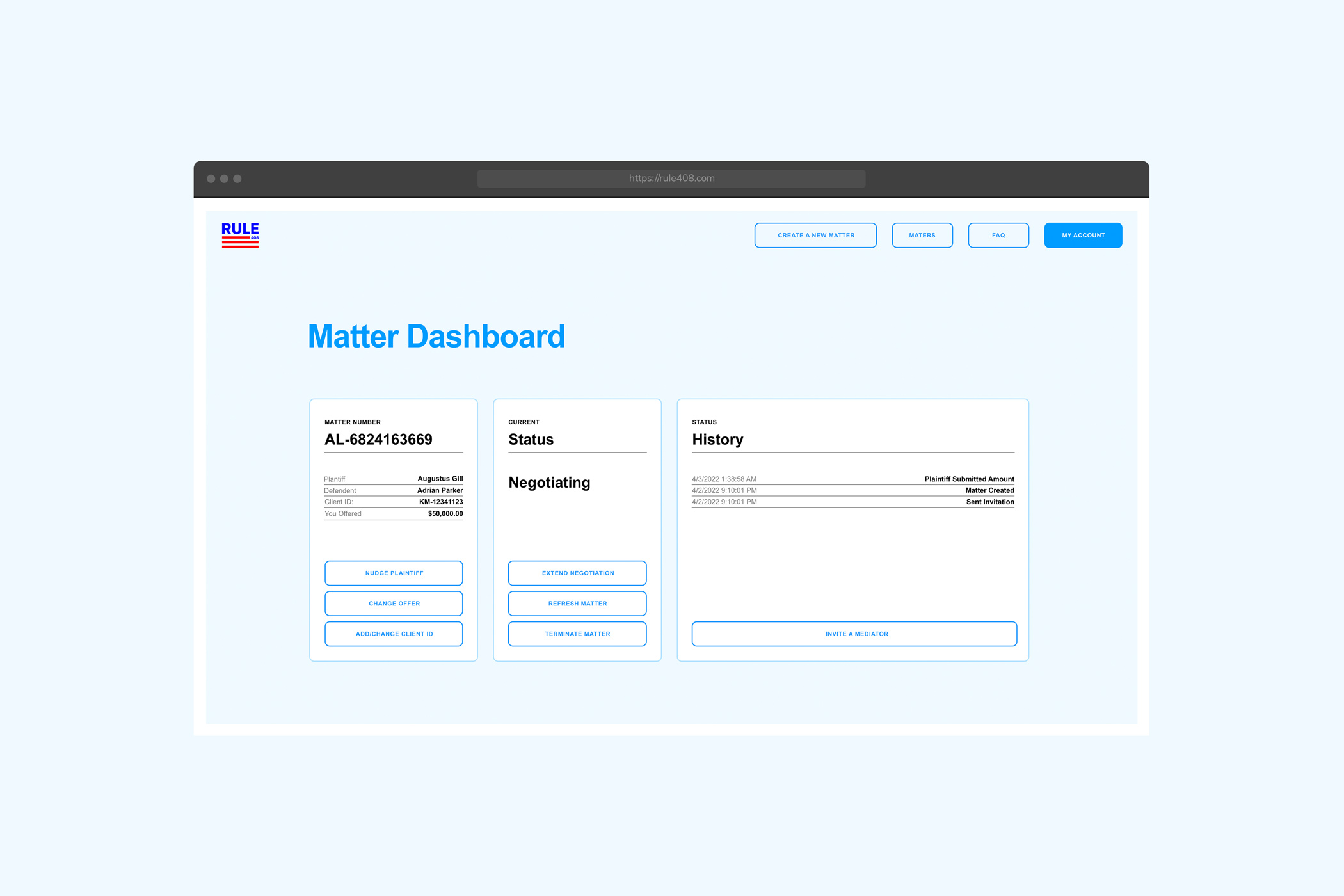 rule408 dashboard view