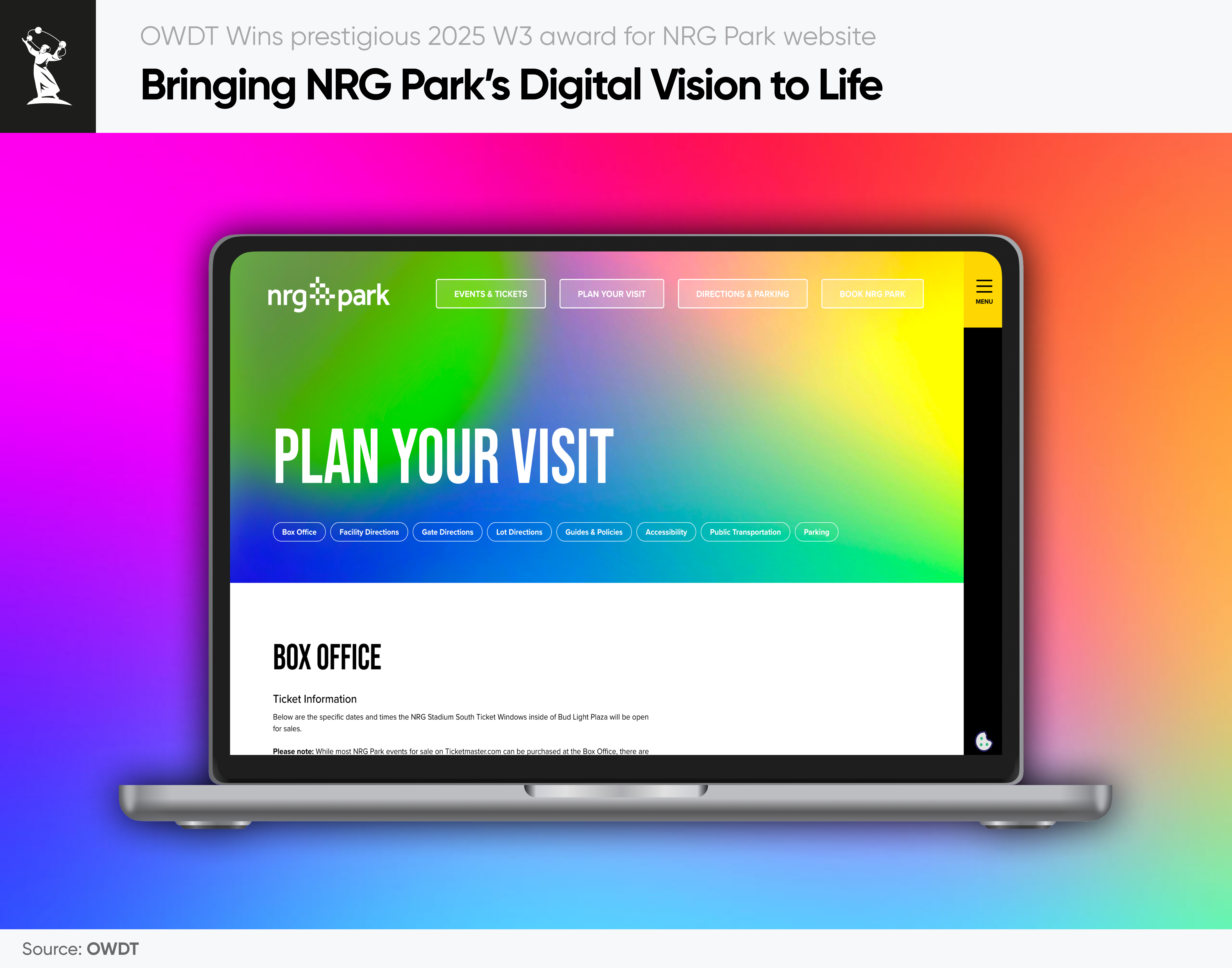 OWDT wins 2025 W3 Award for NRG Park website